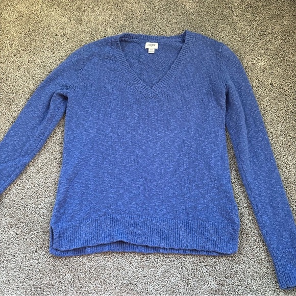 J. Crew Periwinkle Blue V-Neck Knit Sweater Size Extra Small - Picture 1 of 8